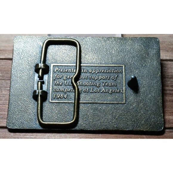 Los Angeles 1984 US Olympic Shooting Team Brass Belt Buckle California 3.4" x 2" - Picture 3 of 8